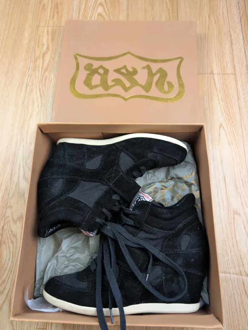 Black Ash Bowie wedge sneakers in their original box